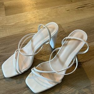 White strappy heels